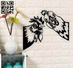 Roosters wall dcor E0014873 file cdr and dxf free vector download for laser cut plasma