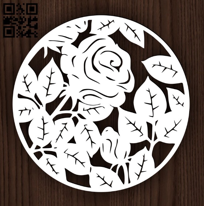 Rose in a circle E0014951 file cdr and dxf free vector download for laser cut plasma