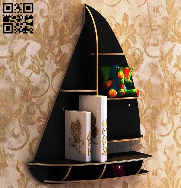 Sailboat bookshelf E0015079 file cdr and dxf free vector download for laser cut