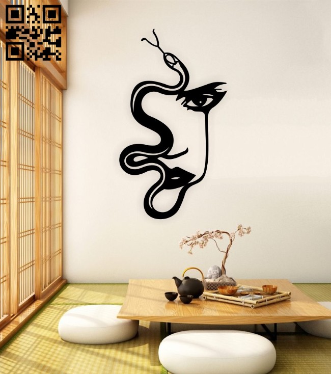 Snake lady face wall decor E0014889 file cdr and dxf free vector download for laser cut plasma