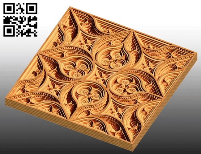 Square multilayer mandala E0014935 file cdr and dxf free vector download for laser cut