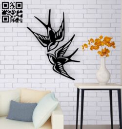 Swallows wall decor E0015020 file cdr and dxf free vector download for laser cut plasma