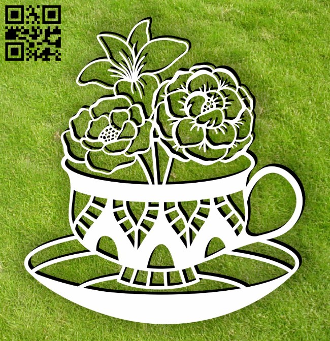 Tea with flowers E0014985 file cdr and dxf free vector download for laser cut plasma