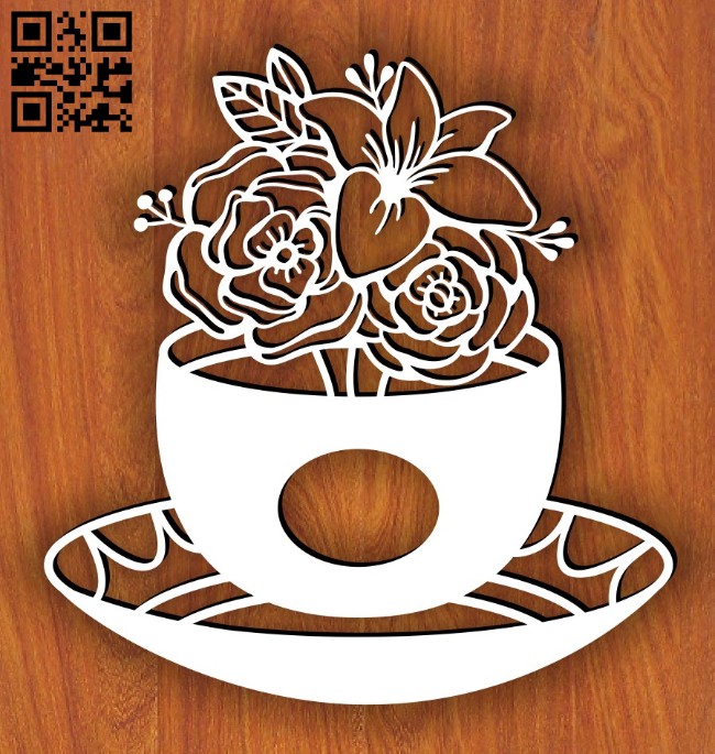 Tea with flowers E0014986 file cdr and dxf free vector download for laser cut plasma