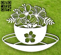 Tea with flowers E0015048 file cdr and dxf free vector download for laser cut plasma