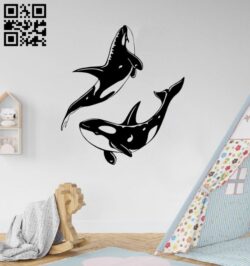 Whales wall decor E0014911 file cdr and dxf free vector download for laser cut plasma