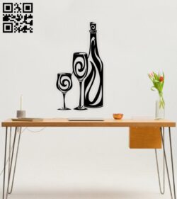 Wine glass and bottle E0014963 file cdr and dxf free vector download for laser cut plasma
