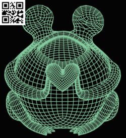 3D illusion led lamp Frog with heart E0015160 file cdr and dxf free vector download for laser engraving machine