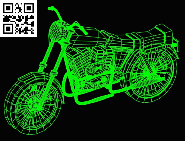 3D illusion led lamp Motorcycle E0015192 file cdr and dxf free vector download for laser engraving machine