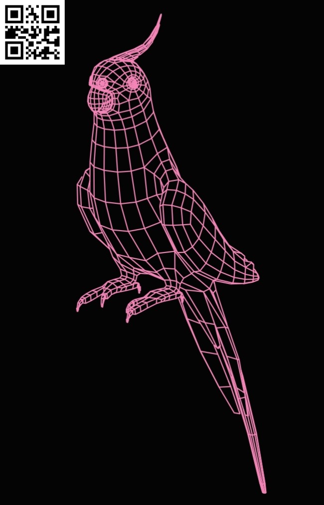 3D illusion led lamp Parrot E0015161 file cdr and dxf free vector download for laser engraving machine