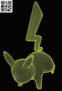 3D illusion led lamp Pikachu E0015156 file cdr and dxf free vector download for laser engraving machine