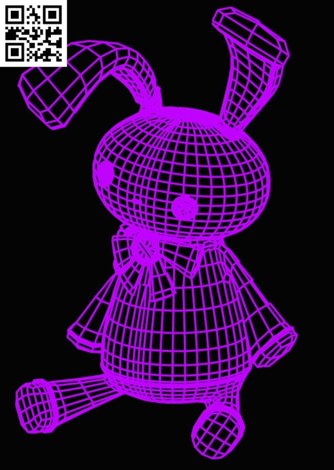 3D illusion led lamp Rabbit E0015190 file cdr and dxf free vector download for laser engraving machine
