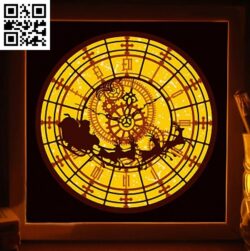 Christmas clock light box E0015177 file cdr and dxf free vector download for laser cut