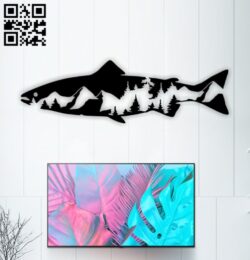 Fish with mountain E0015096 file cdr and dxf free vector download for laser cut plasma