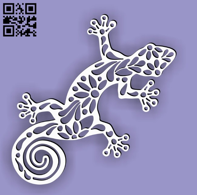 Gecko with flower E0015086 file cdr and dxf free vector download for laser cut plasma