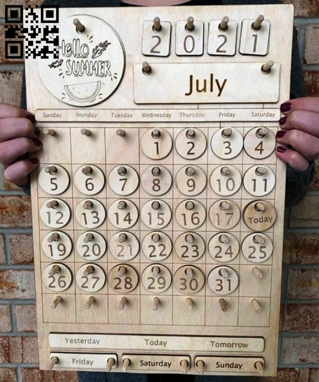 Kid calendar E0015120 file cdr and dxf free vector download for laser cut