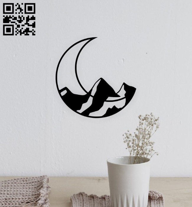 Moon with mountain E0015112 file cdr and dxf free vector download for laser cut plasma