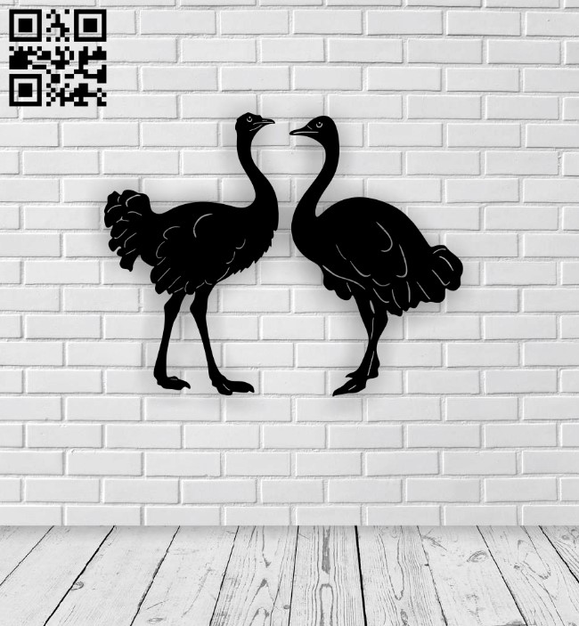 Ostrich wall decor E0015203 file cdr and dxf free vector download for laser cut plasma