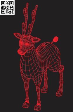 3D illusion led lamp Deer E0015338 file cdr and dxf free vector download for laser engraving machine