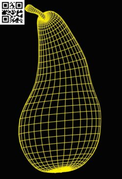 3D illusion led lamp Pear E0015276 file cdr and dxf free vector download for laser engraving machine