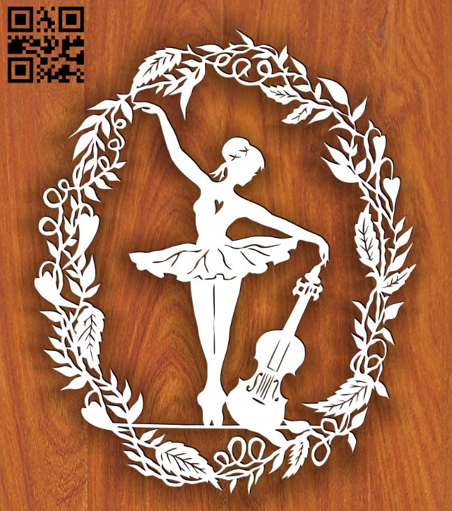 Ballerina and violin E0015368 file cdr and dxf free vector download for laser cut plasma