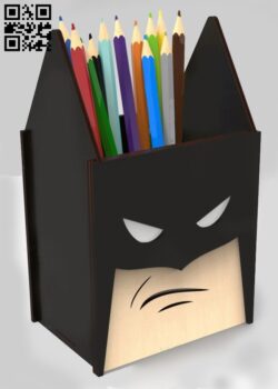Batman pencil holder E0015357 file cdr and dxf free vector download for laser cut