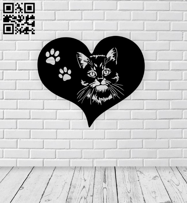 Cat with heart E0015377 file cdr and dxf free vector download for laser cut plasma