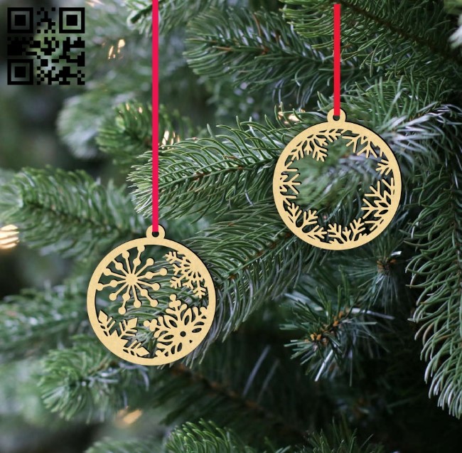 Christmas ornaments snowflakes E0015304 file cdr and dxf free vector download for laser cut