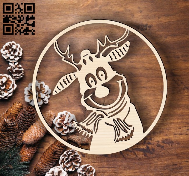 Christmas reindee E0015257 file cdr and dxf free vector download for laser cut