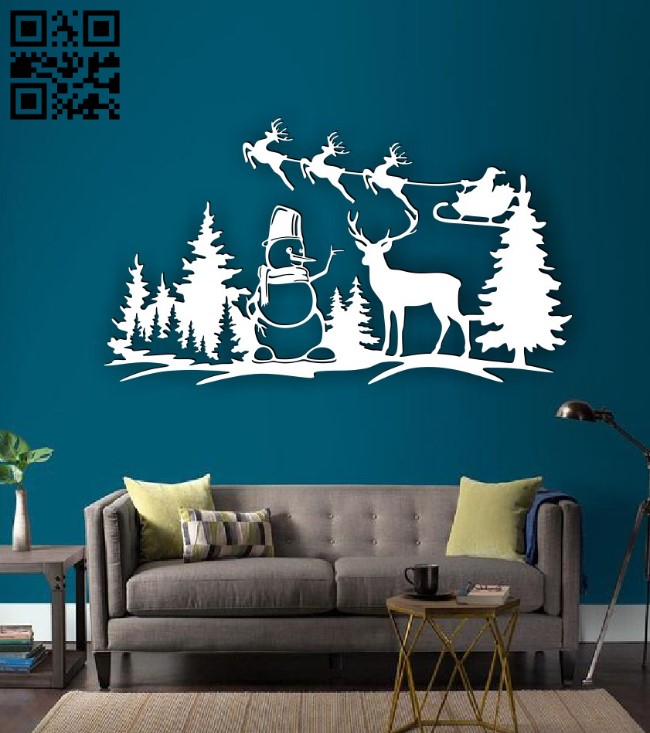 Christmas scene E0015339 file cdr and dxf free vector download for laser cut plasma