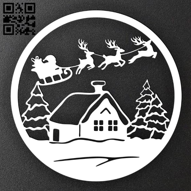 Christmas scene E0015371 file cdr and dxf free vector download for laser cut plasma