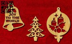Christmas bell E0015230 file cdr and dxf free vector download for laser cut