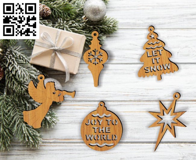 Christmas tree decoration E0015231 file cdr and dxf free vector download for laser cut