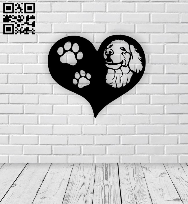 Dog with heart E0015378 file cdr and dxf free vector download for laser cut plasma