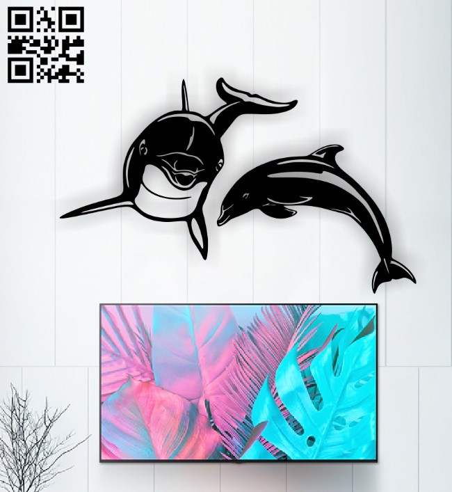 Dolphin wall decor E0015376 file cdr and dxf free vector download for laser cut plasma
