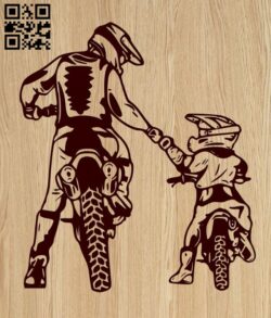 Father and Son Motocross E0015384 file cdr and dxf free vector download for laser engraving machine