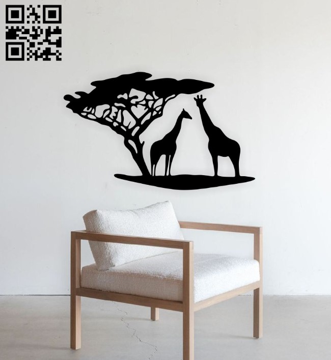 Giraffe wall decor E0015374 file cdr and dxf free vector download for laser cut plasma