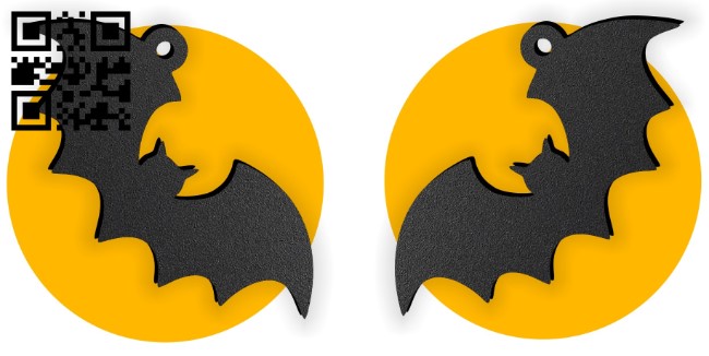 Halloween bat moon earring E0015315 file cdr and dxf free vector download for laser cut plasma