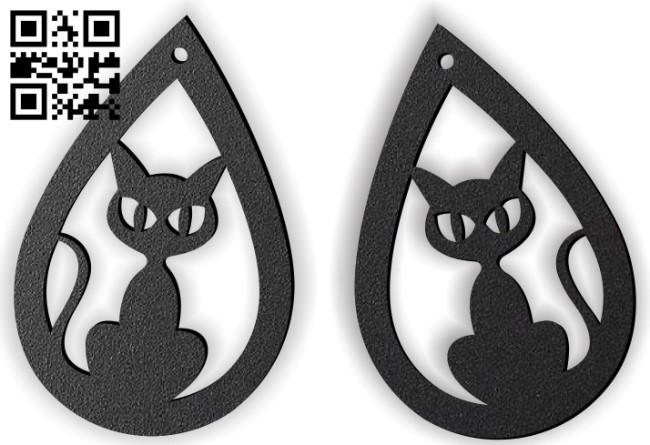 Halloween cat earring E0015311 file cdr and dxf free vector download for laser cut plasma
