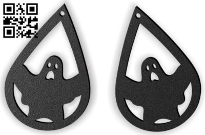 Halloween ghost earring E0015310 file cdr and dxf free vector download for laser cut plasma