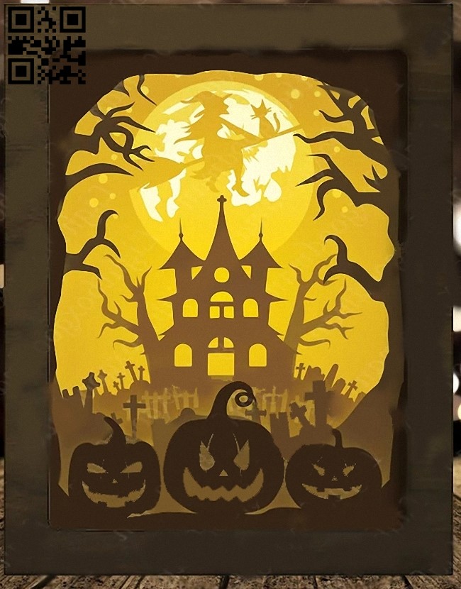 Halloween light box E0015365 file cdr and dxf free vector download for laser cut