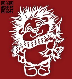 Hedgehog with Christmas E0015401 file cdr and dxf free vector download for laser cut