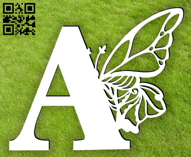 Letter A with butterfly E0015395 file cdr and dxf free vector download for laser cut plasma