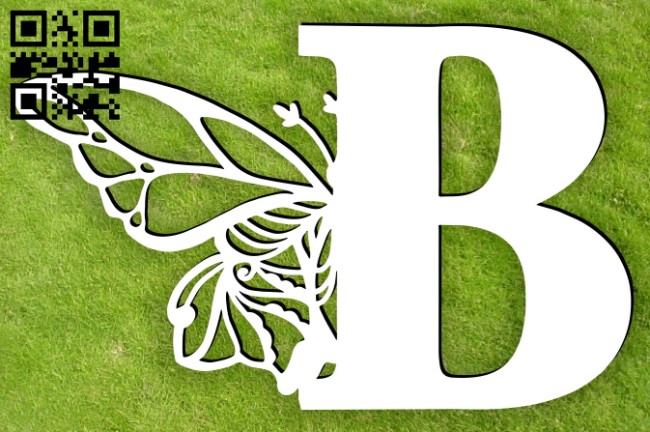 Letter B with butterfly E0015396 file cdr and dxf free vector download for laser cut plasma