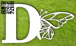 Letter D with butterfly E0015398 file cdr and dxf free vector download for laser cut plasma