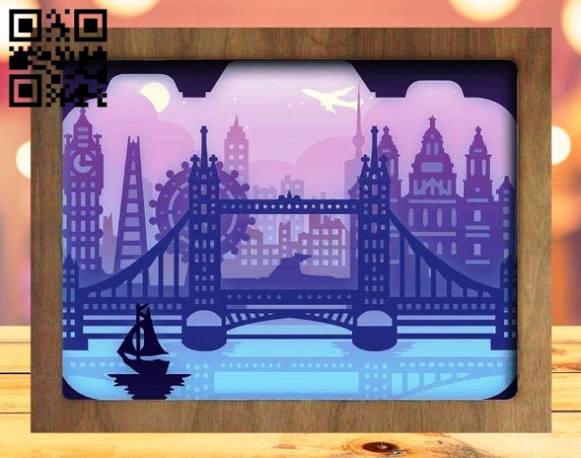 London city light box E0015265 file cdr and dxf free vector download for laser cut