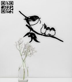 Mother bird with baby birds E0015405 file cdr and dxf free vector download for laser cut plasma