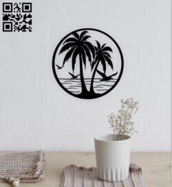 Palm scene E0015245 file cdr and dxf free vector download for laser cut plasma