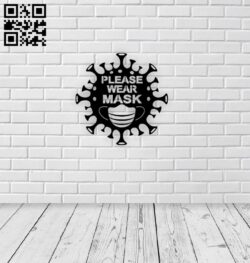 Please wear mask E0015414 file cdr and dxf free vector download for laser cut plasma