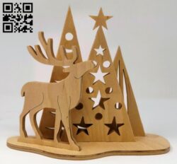 Reindeer tree E0015262 file cdr and dxf free vector download for laser cut
